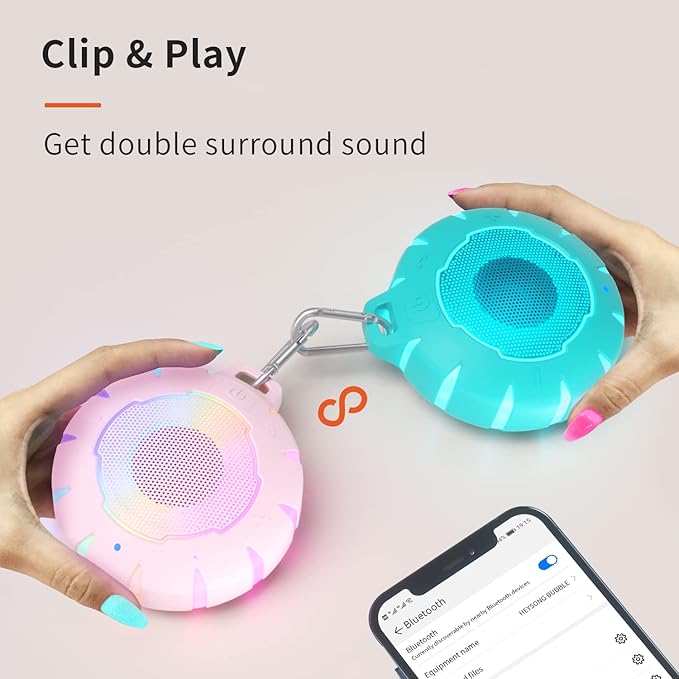 HEYSONG Waterproof Shower Bluetooth Speaker, Durable & Portable with Clear Sound, Ideal for Shower, Pool, Beach & Kayaking – Great Gifts for Girls, Women