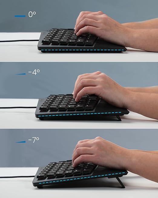 Perixx PERIBOARD-535BR [Firmware Updated] Wired Ergonomic Mechanical Keyboard - Full-Size - Low-Profile Brown Tactile Switches - NKRO Anti-Ghosting - Compatible with Windows and macOS
