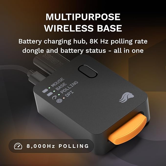 GLORIOUS Gaming Model D3 Wireless Gaming Mouse - InfinitePlay Swappable Battery, 130H Battery Life, 8k Polling, 130M Optical Switches, Ultralight 69g, 30K DPI Optical Sensor, RGB - Black