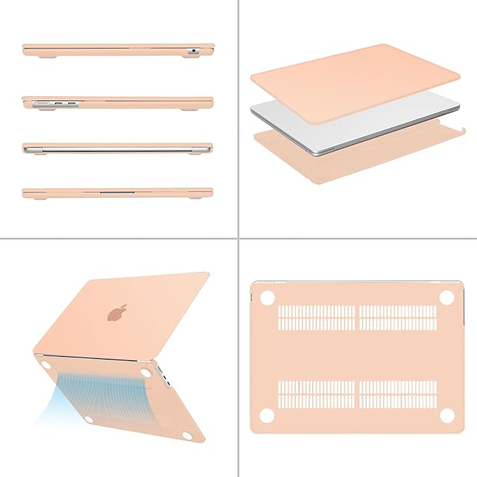 MOSISO Compatible with MacBook Air 13 inch Case M5 2026 M4 2025 M3 M2 2024-2022 A3449 A3240 A3113 A2681,Hard Shell&Keyboard Cover&Screen Film&Pouch for MacBook Air 13.6 inch Case, Peach Fuzz