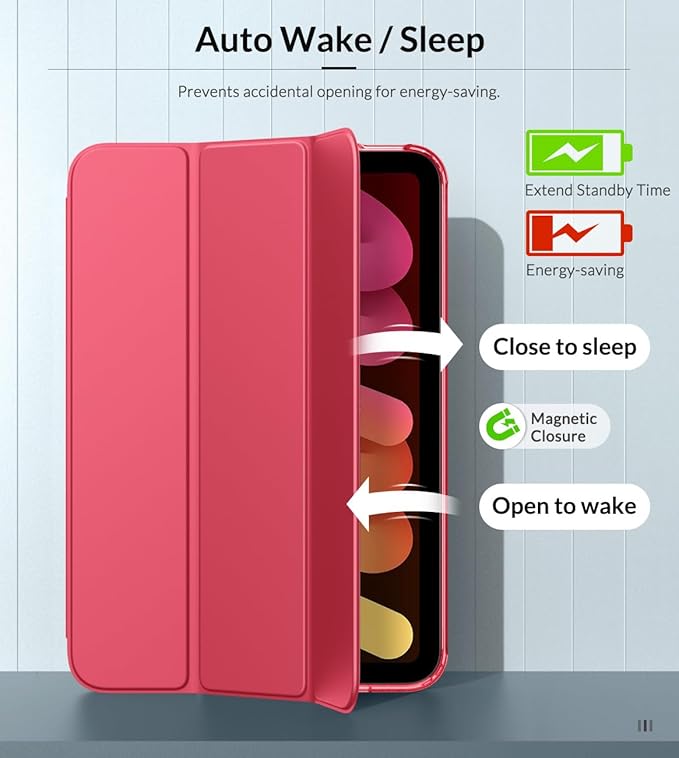 MoKo Case Fit New iPad mini 7 (A17 Pro) 2024, iPad mini 6th Generation Case 2021 (8.3-inch), iPad mini 6 Case, Soft TPU Translucent Frosted Back Cover Case for iPad mini 7th, Magenta