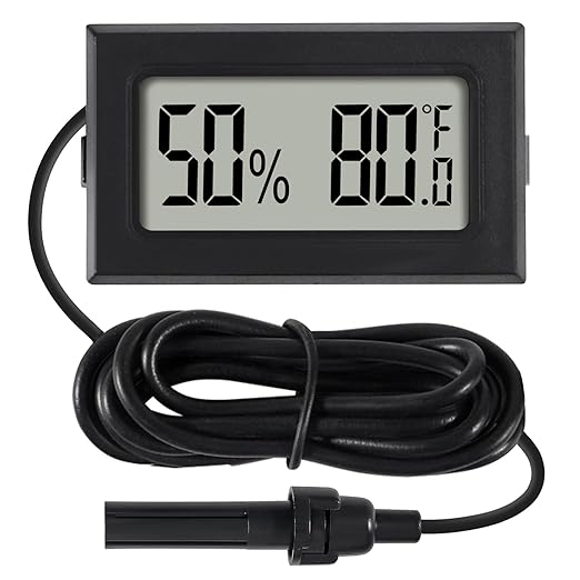 1Pcs Mini Digital Thermometer Hygrometer Gauge with Probe Sensor LCD Display Meter Indoor Temperature Humidity Fahrenheit Meter for Incubator Reptile Plant Tank Garden ℉