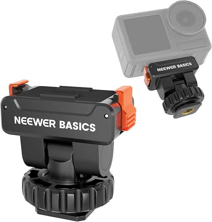 NEEWER Basics Magnetic Cold Shoe Mount Adapter Compatible with DJI OSMO Action 3 4 5 Pro Nano 360 Action Cams, Quick Release with 1/4" Screw Hole for Camera Hot Shoe Mini Tripod Selfie Stick, AC037