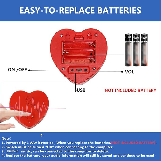 XLW 16min Voice Recorder for Stuffed Animals,Personal Voice Message Recordable Sound Recorder Chips Module for Mother's Day Christmas Plush Toy,Manual DIY Sound Creative Presents for Boyfriend (Red)