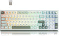 RK ROYAL KLUDGE R98 Pro Wireless Mechanical Keyboard, Creamy Bluetooth/2.4GHz/Wired RGB Gaming Keyboard with Number Pad and Knob, MDA Profile PBT Keycaps, Gasket Hot Swappable Tactile Switch, Cyan