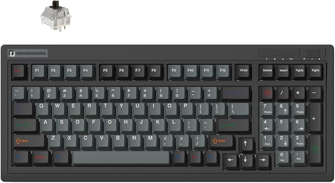 FL·ESPORTS OG98 Retro Mechanical Keyboard Wireless 2.4GHz/Bluetooth 5.0/USB-C, 96% Gasket Mount Hot Swappable Gaming Keyboard, PBT Keycaps, 4000mAh for Mac/PC - Silent Switches | Black