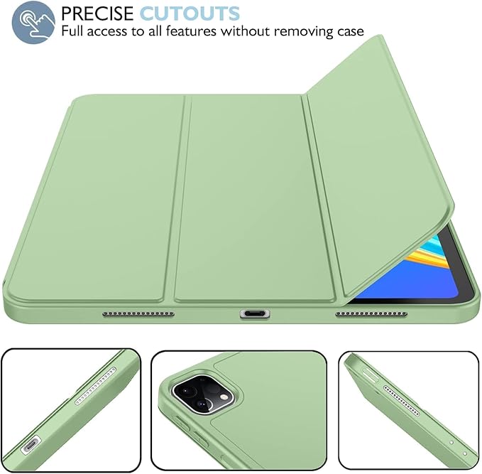 iMieet iPad Pro 13 Inch Case (M5/M4) 2025/2024 with Pencil Holder, Trifold Stand Smart Case with Soft TPU Back, Auto Wake/Sleep (Matcha Green)