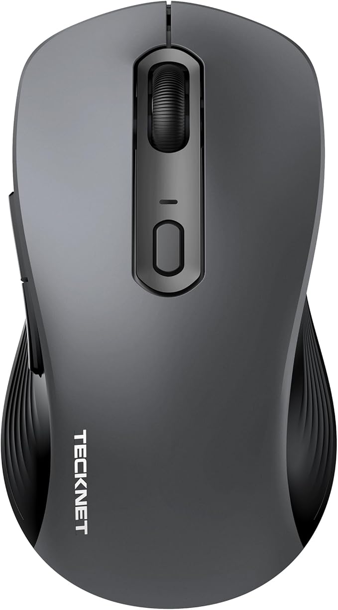 TECKNET Bluetooth Mouse, [ USB + BT1 + BT2 ] Wireless Mouse for Laptop, Silent Click, Ergonomic Design, 4800 DPI Computer Mice Wireless, Dual Mode for Laptop, Computer, iPad, MacBook