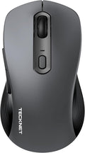 TECKNET Bluetooth Mouse, [ USB + BT1 + BT2 ] Wireless Mouse for Laptop, Silent Click, Ergonomic Design, 4800 DPI Computer Mice Wireless, Dual Mode for Laptop, Computer, iPad, MacBook