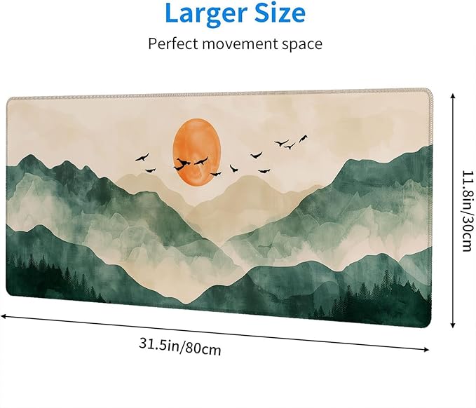 Mountains Desk Pad Mouse Pad Green Yellow Forest Landscape Mousepad XL Large Gaming Mouse Pad Laptop Keyboard Mat Desk Pad 31.5"x11.8" Office Home Decor for Women Girl