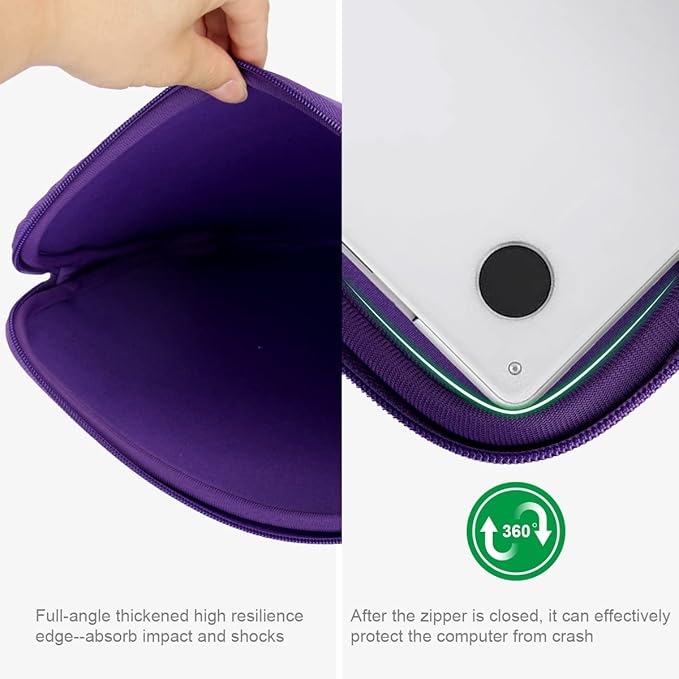 Arvok 13 13.3 14 Inch Laptop Sleeve Case for MacBook Pro/MacBook Air 13-14 inch, Water-Resistant Notebook Chromebook Computer Pouch, Carrying Bag Cover for HP/Dell/Lenovo/Asus/Acer, Purple