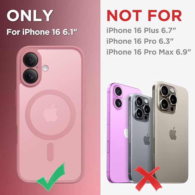 CAPRARO Magnetic Compatible with iPhone 16 Case, Upgraded [Full Camera Protection] [Compatible with MagSafe] Protective Translucent Matte Women Girl Phone Case Cover, Apricot Pollen