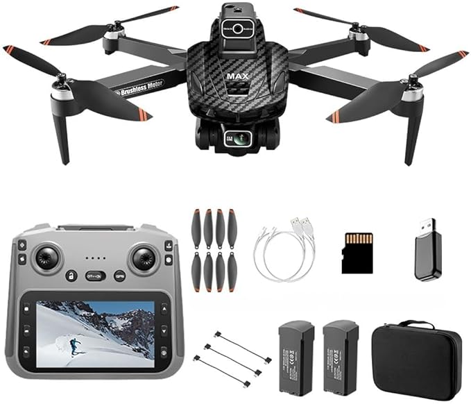 GPS Drone with 4K Camera, 4.5" LCD Display Screen Controller- 3,280ft RC Range, Auto return, Follow Me, Go Home, Gesture Control, One Key Takeoff/Landing, Altitude Hold,led Light, Professional Quadcopter for Aerial Photography Control and Video Recordi...