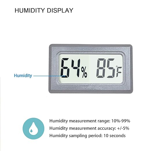 Reptile Thermometer Hygrometer Meter Indoor Temperature Gauge Fahrenheit ℉ Mini Digital Humidity for Outdoor Office Humidors Jars Incubators Guitar Case (1)