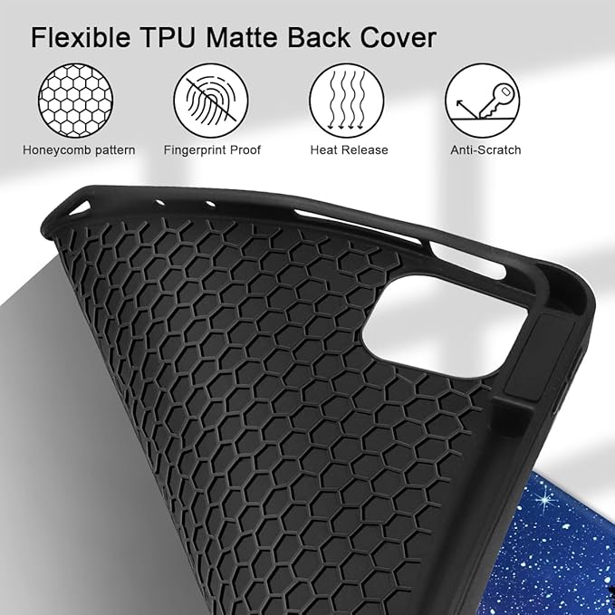 Tuiklo for iPad Pro 12.9 inch 6th / 5th / 4th / 3rd Generation 2022 2021 2020 2018 Release Case- Built in Pencil Holder Slim Protective Cover with Auto Wake/Sleep, Moonlight