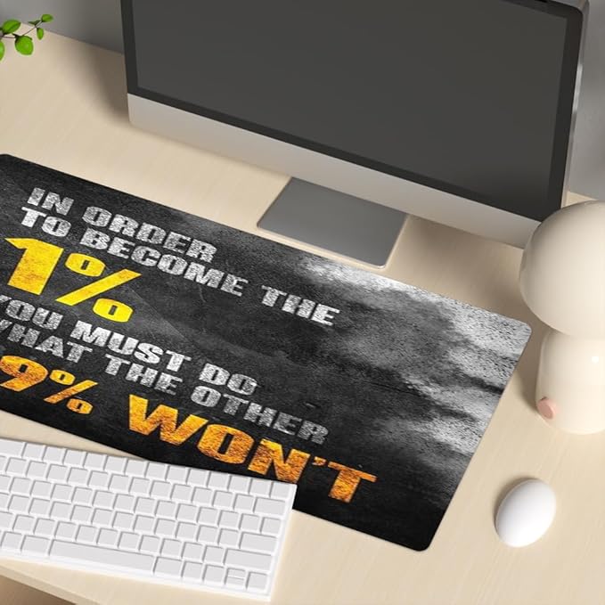 Reateforin Inspirational Quote Mouse Pad,Motivational Mousepad for Mens Guys Black Inspiring Stay Positive Work Hard and Make It Happen Mouse Pads for Desk Large Mousemat for Desk 31.5"x15.7"