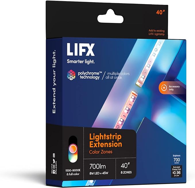 LIFX Color 800 Lumens Smart LED Light Bulb 2-Pack and 40" Extension Lightstrip, No Bridge Required, Compatible with Alexa, Hey Google, HomeKit and Siri