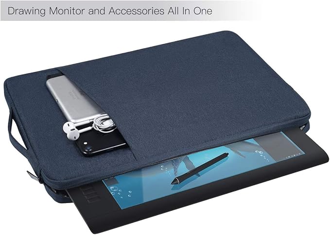 Waterproof Graphics Drawing Artists Tablet Sleeve Bag Compatible with Huion KAMVAS Pro 13 GT-133, XP-Pen Artist 12/13 Pro/14 Carrying Case(Navy Blue)