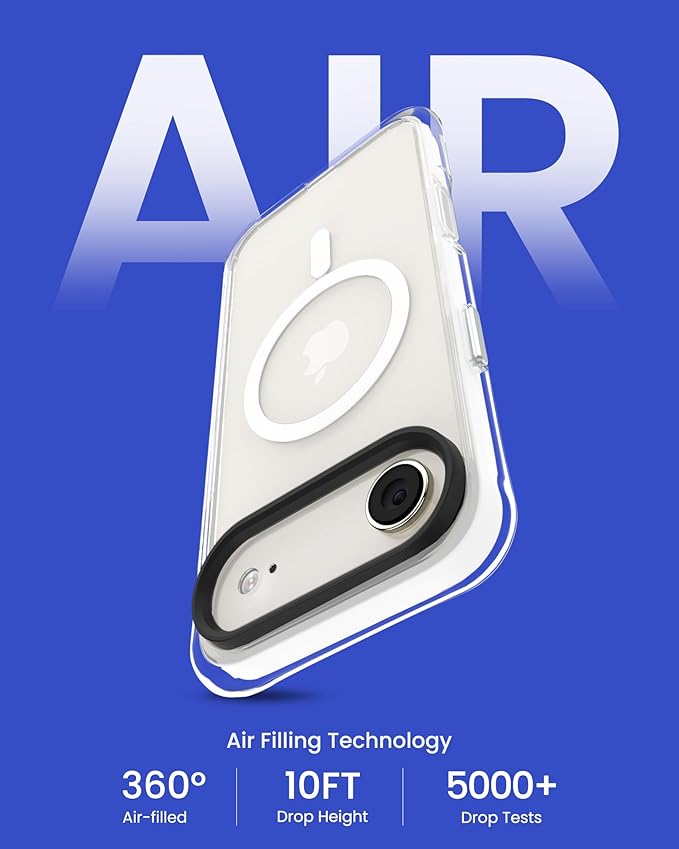 ORNARTO Air Case for iPhone Air Clear | Military-Grade Drop Protection | Camera Control Button | Compatible with MagSafe | Built-in Air Phone Cover - White