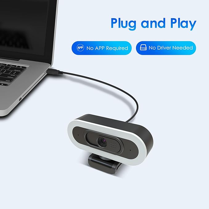 saylas 2K Webcam with Lights, HD Webcam for PC, 2K@60FPS Web cam with Microphone, 65° FOV, Autofocus, Noise Cancellation, Privacy Cover, Web Camera for Computer/Laptop, USB Streaming Computer Camera