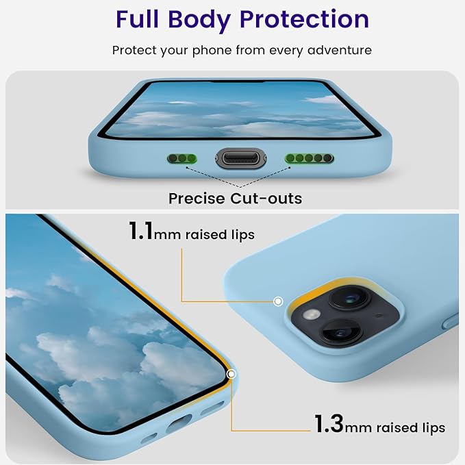 OTOFLY Compatible with iPhone 15 Case, Silicone Shockproof Slim Thin Phone Case for iPhone 15 (6.1 inch),(Baby Blue)