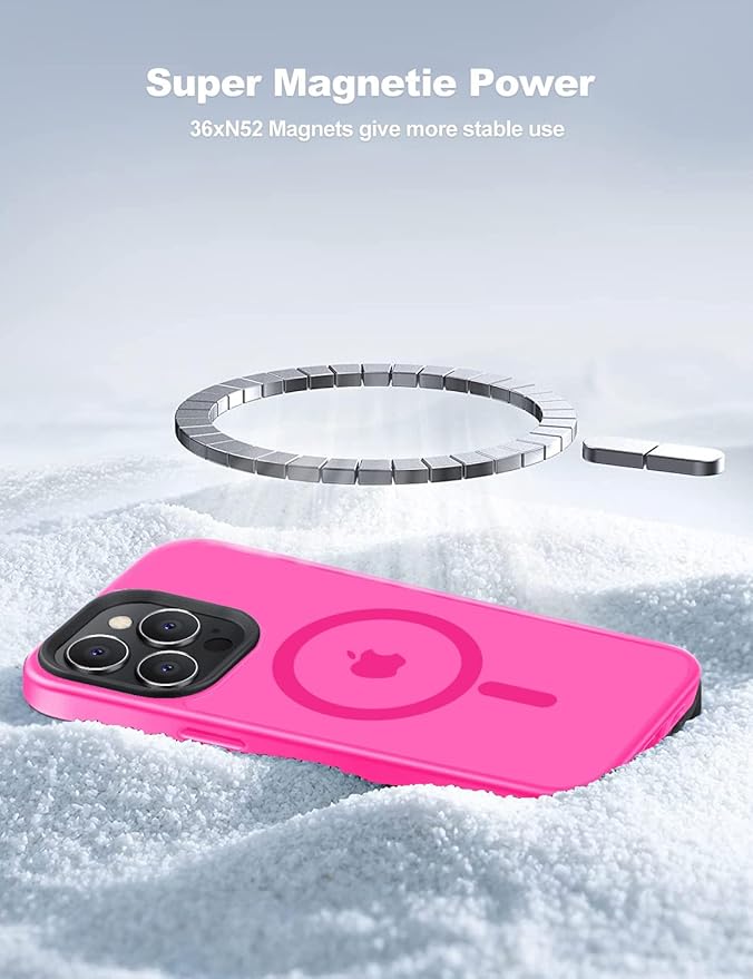 Tigowos for iPhone 15 Pro Magnetic Case Fits MagSafe Drop Resistant Shockproof Back Cover Fits iPhone 15 Pro Phone Cases 6.1", Hot Pink