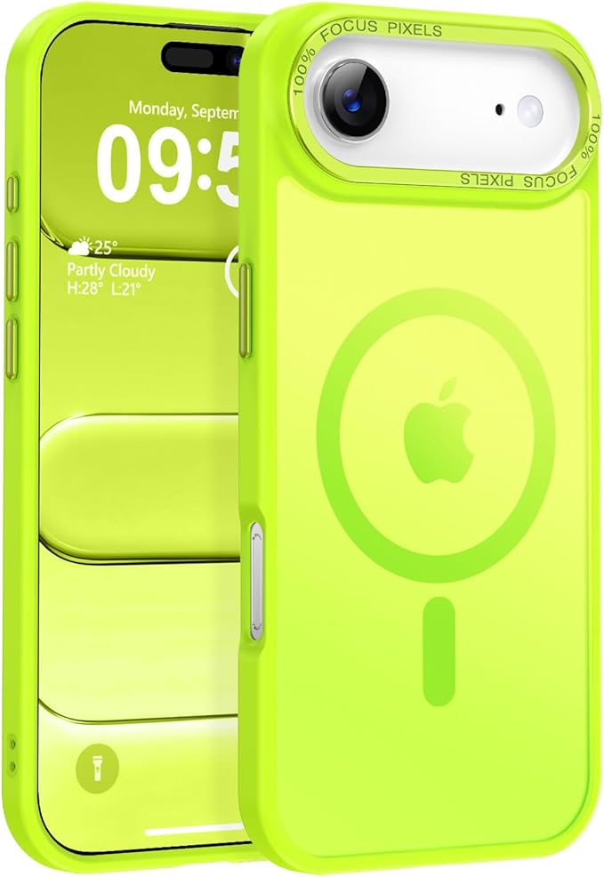 Newfuture Magnetic for iPhone Air Case [Compatible with Magsafe] [Military Grade Drop Protection] Translucent Matte Anti-Scratch Shockproof Protective Phone Cover 6.5 Inch, Fluorescent Green