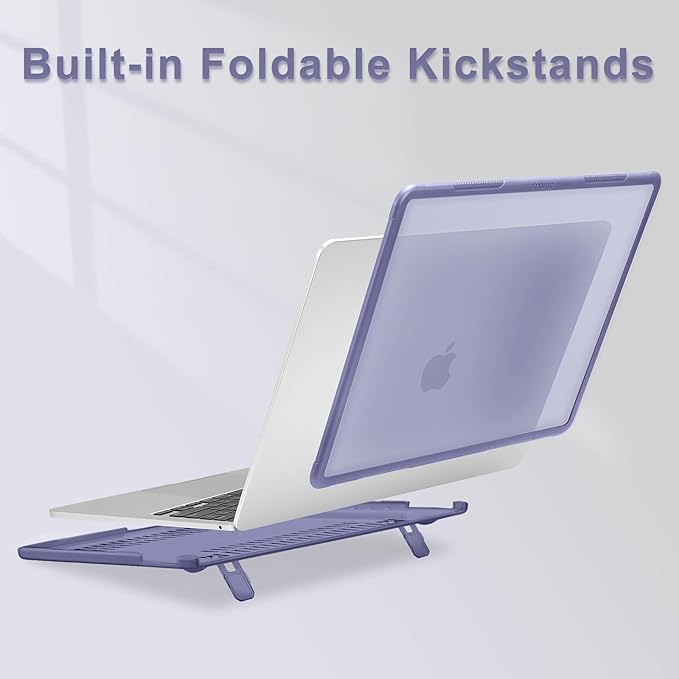 MOSISO Compatible with MacBook Pro 13 inch Case M2 2026-2016 A2338 M1 A2251 A2289 A2159 A1989 A1708 A1706, Heavy Duty Plastic Hard Case with Kickstand&Keyboard Skin&Screen Film&Type C, Lavender Gray
