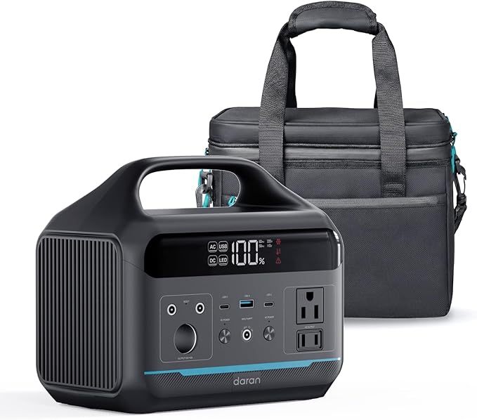 Portable Power Station 192Wh(60,000mAh) with Bag, 300W (600W surge)Power Bank LiFePO4 Battery Backup, Compact Solar Generator 8-Port Design w/2 AC Outlets for Home,RV, Hurricane, Camping,Emergency