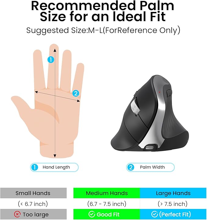CITLLA Wireless Ergonomic Vertical Mouse, Rechargeable Tri-Mode (Dual Bluetooth + 2.4G USB) Optical Mouse with Adjustable RGB Lighting, Multi-Device Control for Laptop, PC, Mac, iPad, Desktop (Black)