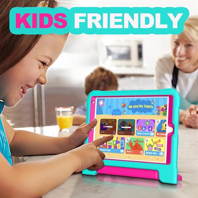 YIHE Kids Case for iPad 10.2 Inch 9th/8th/7th Generation 2021/2020/2019, iPad Pro 10.5 & iPad Air 3, Shockproof Handle Stand Kids Case with Screen Protector for iPad 10.2/10.5 Inch, Cyan&Pink