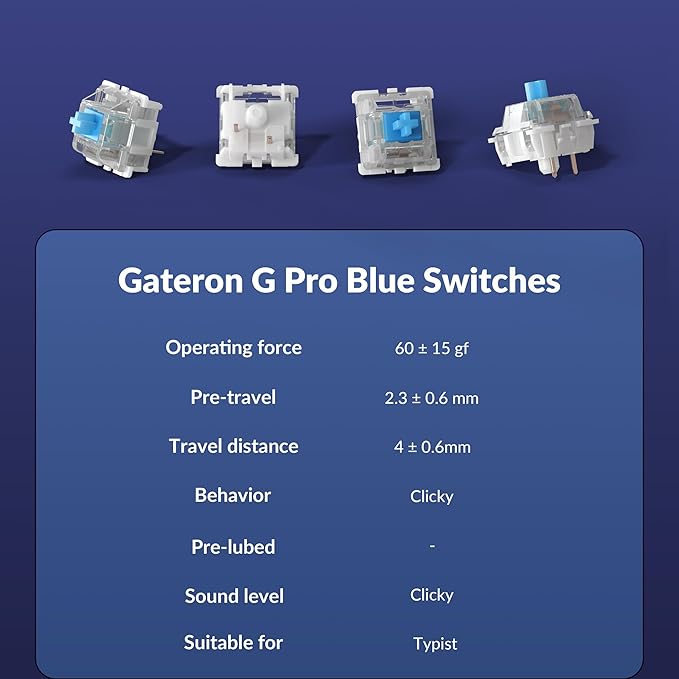 Keychron Q3 Wired Custom Mechanical Keyboard Knob Version, TKL Tenkeyless QMK/VIA Programmable Macro with Hot-swappable Gateron G Pro Blue Switch Double Gasket Compatible with Mac Windows Linux (Blue)