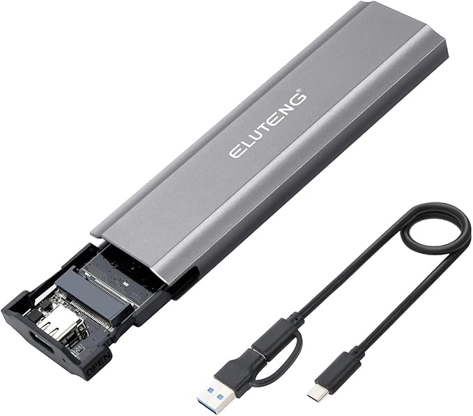 ELUTENG M.2 SSD Enclosure M.2 NVME SATA Dual Protocol Hard Drive Enclosure Aluminum USB 3.2 Gen 2 10Gbps External NVMe to USB SSD Reader Max 4TB Supports M and B&M Keys SSDs
