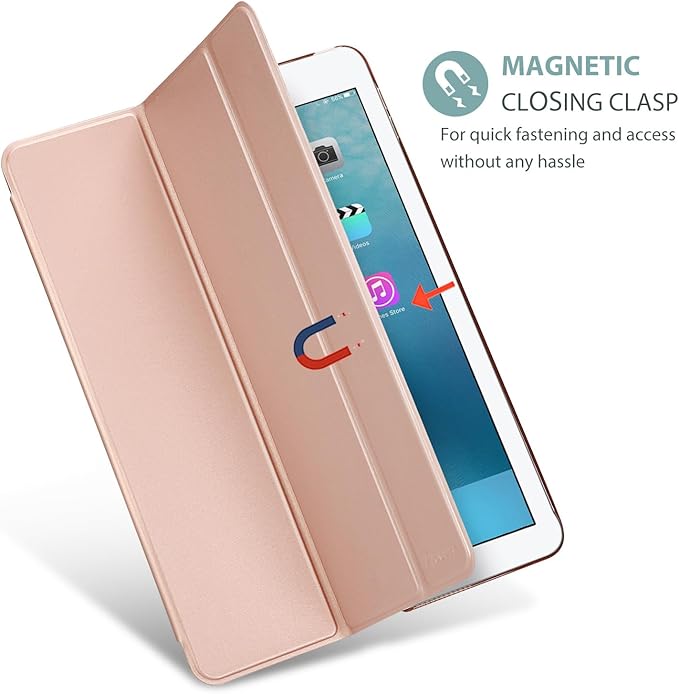 ProCase Smart Case for iPad 9.7 Inch iPad 6th/5th Generation 2018 2017(Model: A1893 A1954 A1822 A1823), Ultra Slim Lightweight Stand Cover with Translucent Frosted Back -Rosegold
