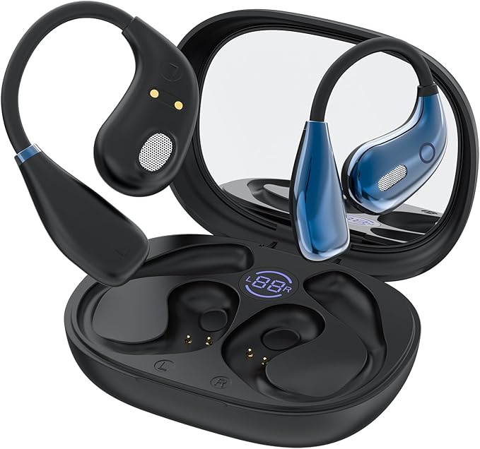 Open Ear Earbuds, Wireless Bluetooth 5.4 Headphones, Stereo Sound IPX7 Waterproof with Ergonomic Earhook for Running, Workout, Travel, Royal Blue
