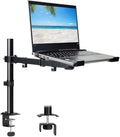 UPGRAVITY Laptop Desk Mount, Single Laptop Stand Arm with Vented Tray for 17 inch Notebook or 14”-32” Monitor, Holds up to 17.6 lbs, Fully Adjustable, Clamp/Grommet Mounting, VESA 75/100mm
