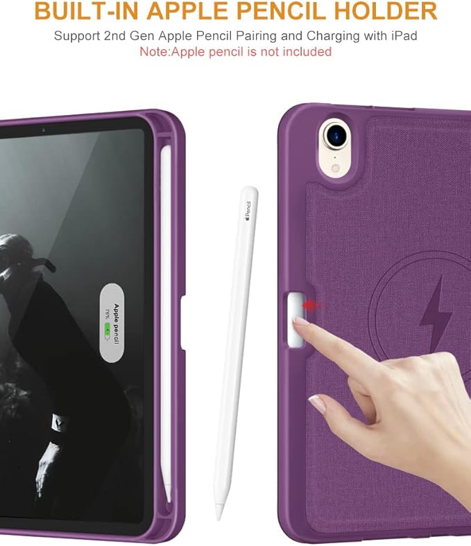 DTTO Case for iPad mini 7 (A17 Pro) 2024 / iPad mini 6 2021 8.3 inch with Pencil Holder, Multi-Angle Magnetic Standing Cover for iPad mini 7th/6th Generation [Auto Wake/Sleep], Dark Purple