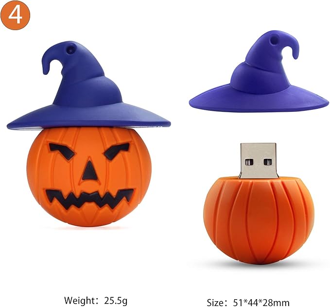 4 x 32GB Halloween Pumpkin Mosnsters USB Flash Drive Computer Memory Stick USB 2.0 Pendrive for Students