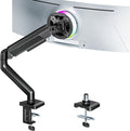 ARES WING Heavy Duty Single Monitor Arm - Fully Adjustable Monitor Mount for 17"-40" Ultrawide Screens up to 26.4 lbs with Clamp/Grommet Desk Mount, 75/100 Vesa Mount, Black