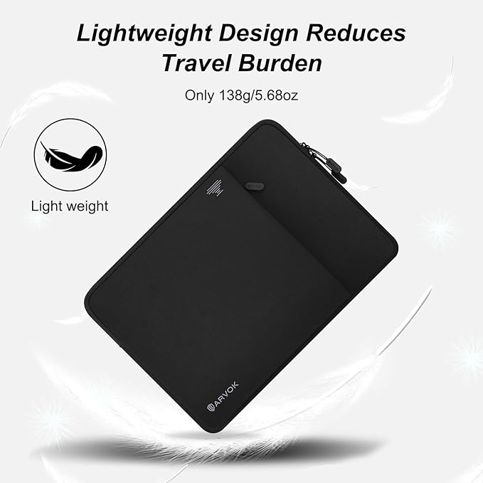 ARVOK 13 13.3 14 Inch Laptop Sleeve with Front Pocket, Shockproof 360 Protective Laptop Case Briefcase Handbag, Computer Carrying Bag Compatible with MacBook Air/Pro, Lenovo/HP/Dell/Asus/Acer, Black