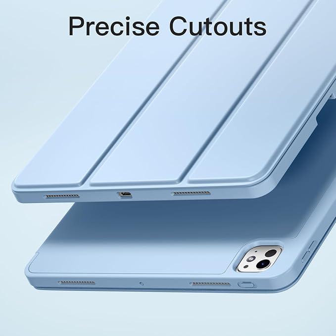 Akkerds Compatible with iPad Pro 13 Inch Case (M5/M4) 2025/2024, for iPad 13 Pro Case with Pencil Holder, Slim Trifold Stand Protective Cover with Soft TPU Back, Auto Wake/Sleep (LightBlue)