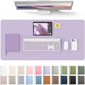 YSAGi Leather Desk Protector, Office Mat, Large Mouse Mat, Non-Slip PU Leather Blotter, Laptop Desk Pad, Waterproof Writing Pad for Office and Home (Light Purple, 31.5" x 15.8")