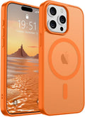 SUPFINE Magnetic for iPhone 15 Pro Max Case (Compatible with MagSafe) (Military Grade Drop Protection) Translucent Matte Shockproof Phone Cover,Starry Orange