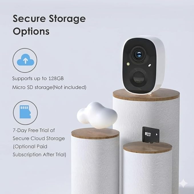 GMK Security Camera Wireless Outdoor, 2K Color Night Vision AI Motion Detection 2-Way Talk Battery Powered WiFi Home Indoor Camera IP65 Weatherproof Webcams Spotlight Siren Alarm Cloud/SD Storage