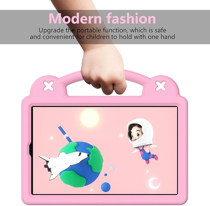 AKABEILA Compatible with Samsung Galaxy Tab A 10.1(2019)/Lenovo Tab M10 HD 2nd Gen/Tab K10/M10 Plus 10.3 inch Tablet Case, Kids Case with Shoulder Strap & Stand Handle Pink