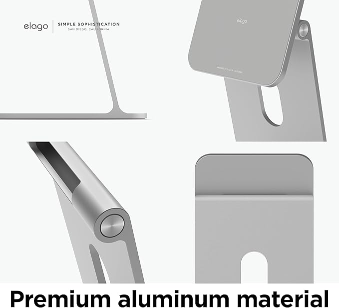 elago Premium iPad Magnetic Stand Designed for iPad Pro 12.9"(5th, 4th Gen), 11"(3rd,2nd Gen), Air 10.9"(5th, 4th Gen), Mini 8.3"(6th Gen, A17 Pro), 10.9"(10th Gen) [Silver]