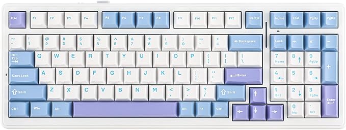 EPOMAKER x Aula F99 Wireless Mechanical Keyboard, Hot Swappable Gasket Custom Gaming Keyboard with Five-Layer Padding, BT/2.4GHz/USB-C, 8000mAh Battery (White Light Blue, Graywood V3 Switch)