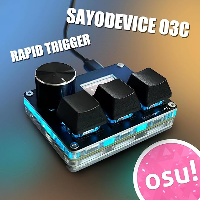 BTXETUEL SayoDevice O3C OSU Keyboard Rapid Trigger Hall Switches Magnetic Linear Switches Keyboard with Knob and Screen,Copy Paste,Shotcut,Macro Hotswap Mini Keypad.…