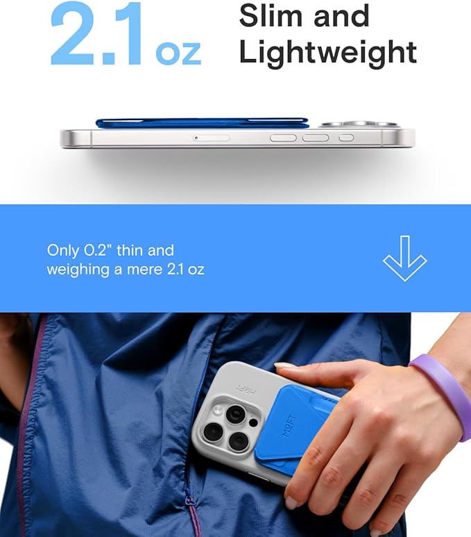 MOFT Magnetic Wallet Stand Compatible with iPhone 17/16/15/14/13/12 Series, Angle Adjustment & Magsafe Compatible MOVAS Phone Stand,Sapphire