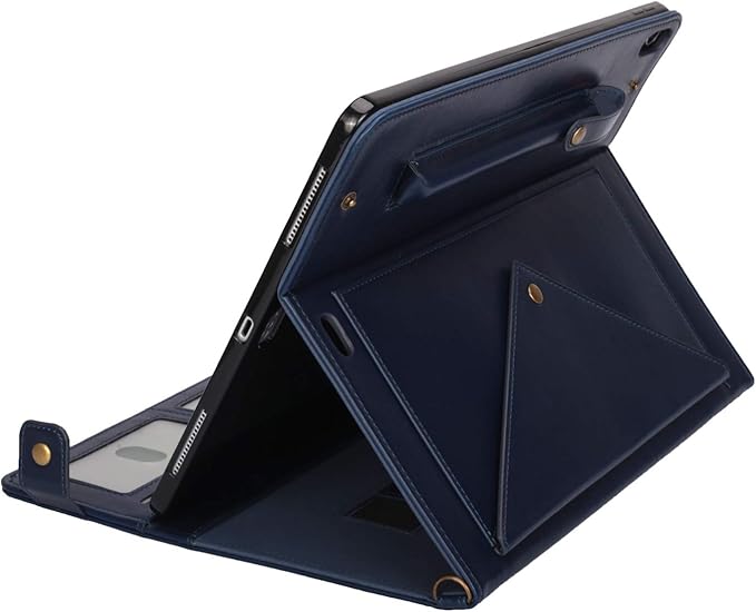 Handbag Case for Apple iPad 5/iPad 6 9.7", iPad Air 1st/2nd Generation Cases, Techcircle Folio Stand Crossbody Wallet Case with Pencil Holder, Hand Strap & Shoulder Strap Soft Protective Cover, Navy